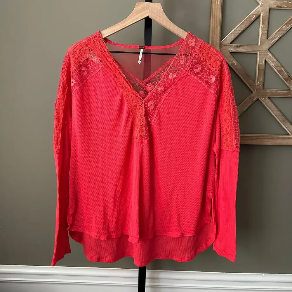 Free People Lola Lace Flowy Top - Small